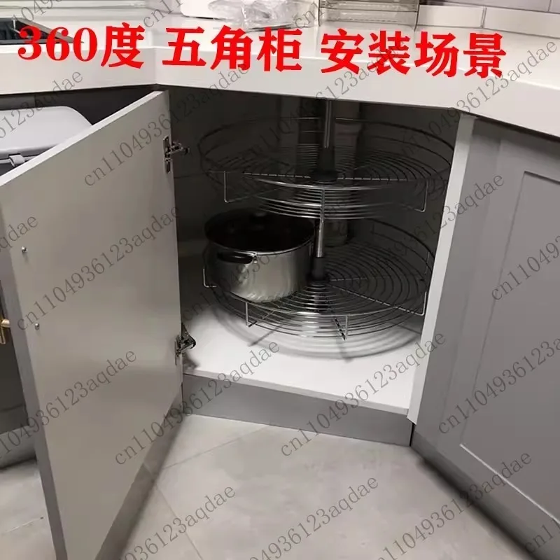 The Arc-shaped Pull-out Basket in The Corner of The Cabinet Can Be Rotated 180 Degrees for A Double-layer Storage Rack