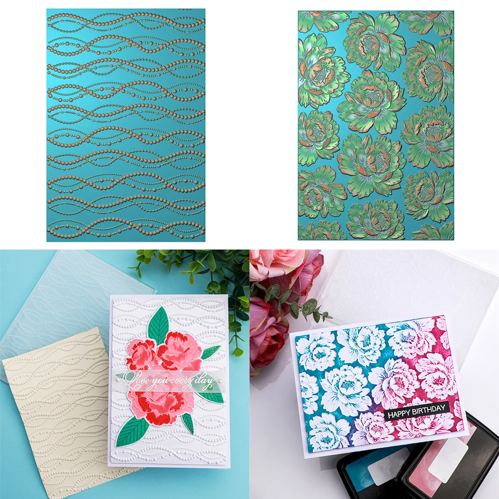 

1pc 3D Embossing Folder Wavy Dot Line Floral Doodle Design for Diy Scrapbooking Paper Card Adding Textured Embossing Crafting