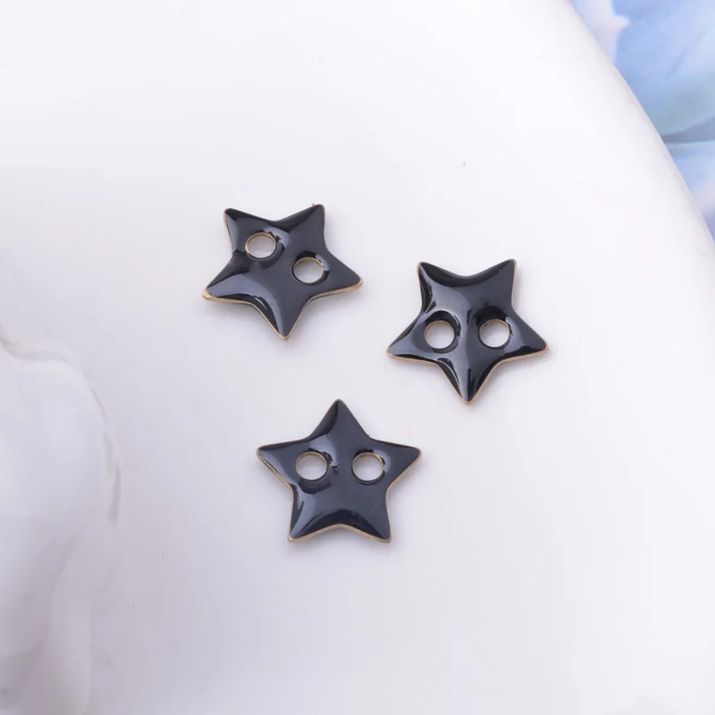 30 Stück 12mm Kupfer-Doppelloch-Sternperlen für Halsketten und Anhänger, beidseitig emailliert, Schmuckzubehör für Armbänder, kein Verblassen – Detail 3