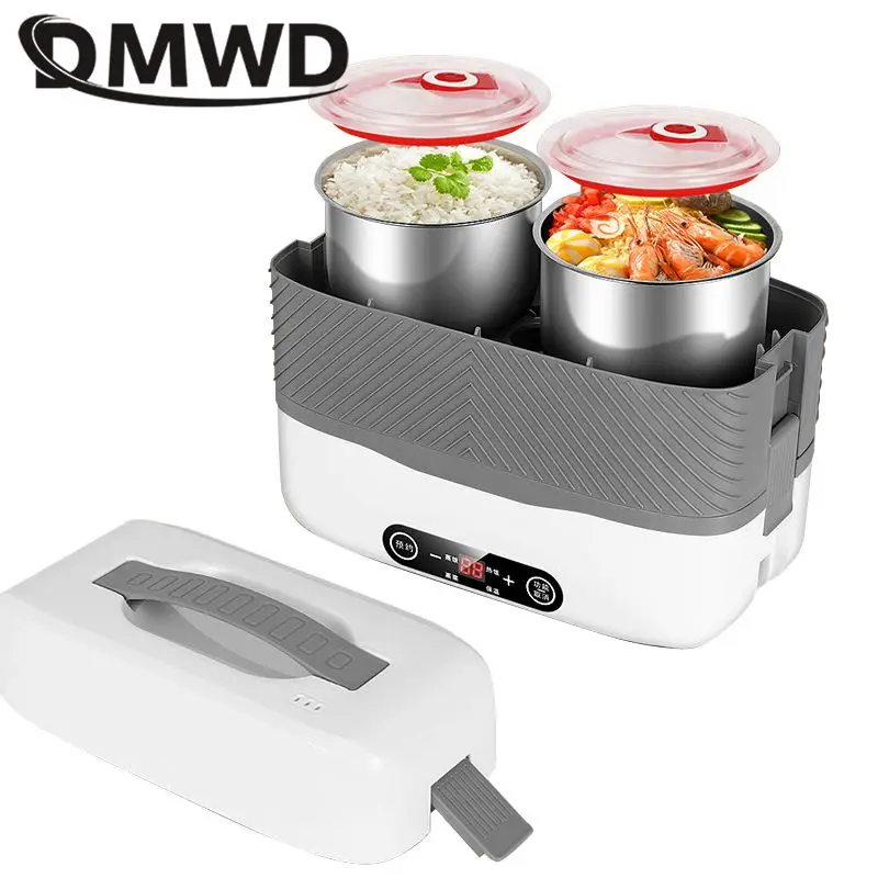 

110V 220V Portable Rice Cooker Heating Lunch Box Electric Thermal Food Heater Steamer Cooking Container 1/2 Layers Office Warmer