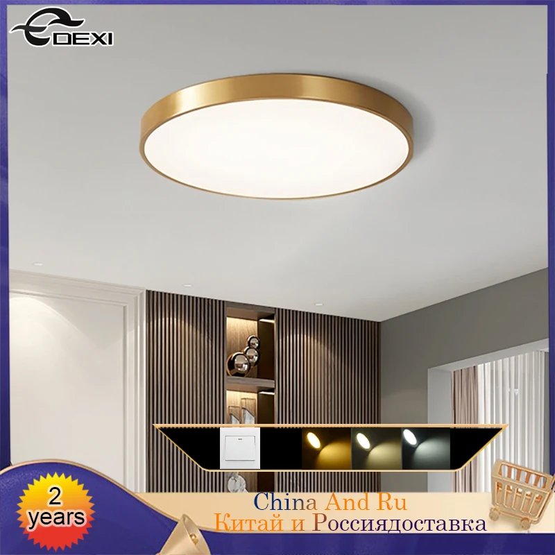 

Modern Living Room Ceiling Light Bedroom Circular Chandelier Villa Kitchen Shrink LED Lamp Channel Lamp 3 Color Change Lamplight