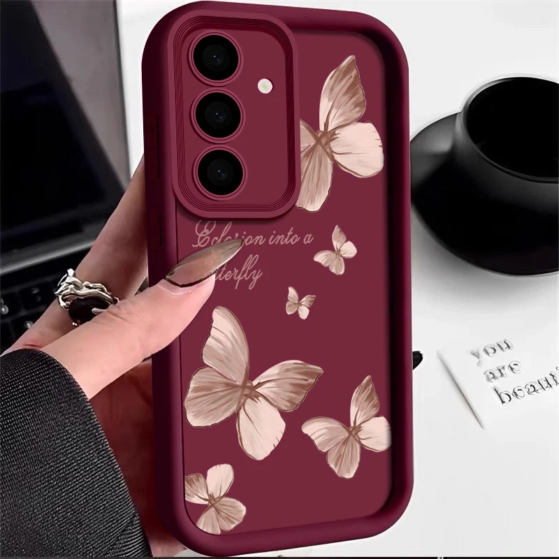 Shockproof Golden Butterfly Case For Samsung Galaxy A55 A54 5G A52 A53 A14 A34 A15 A25 A35 S20 S21 FE S25 S22 S23 S24 Ultra Capa