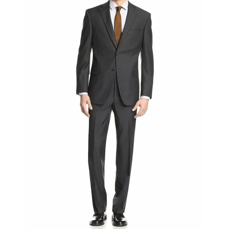 

Men Suits 2 Pieces Black Solid With Lapel Slim Business Casual For Wedding Groom Tuxedo Set Jacket With Pants