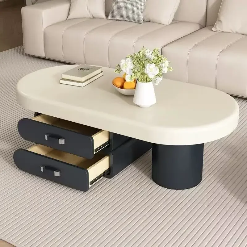 household coffee table, small apartment simple light luxury, modern environmental protection design, oval high sense