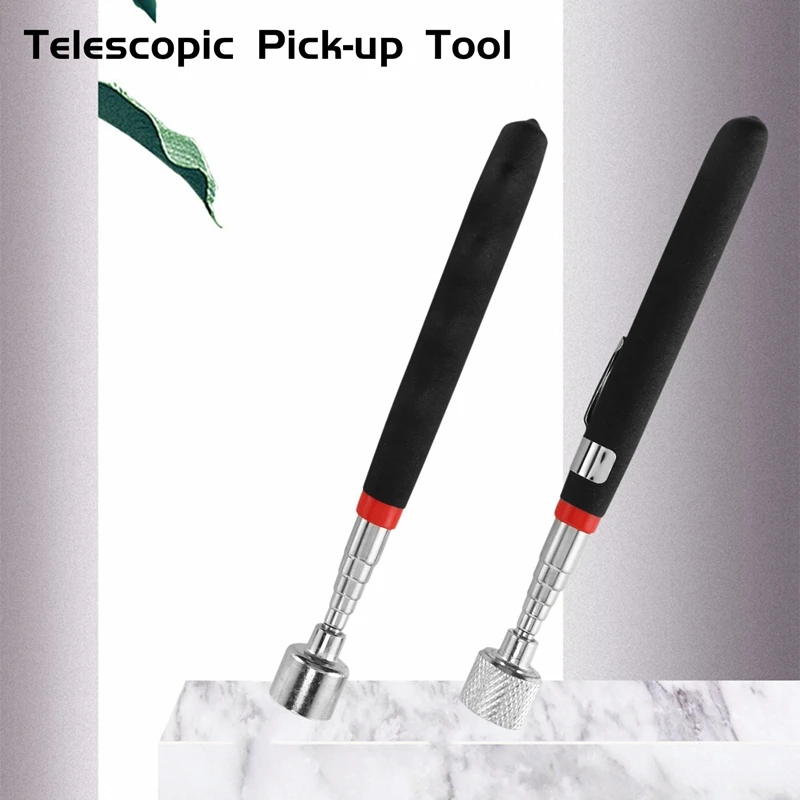 5 PCS Magnetic Telescopic Pick-Up Tool,Magnetic Sticker Gadget, Durable Telescopic Magnetic Collector With Pocket Clip