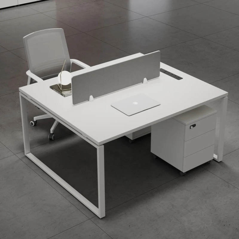 T*Partition and Built-in Power Strip for Workstations-Premium White Office Desk with Lockable Mobile Drawer, *-