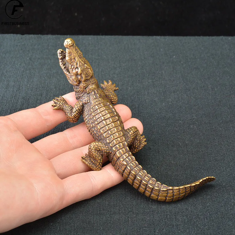 

Винтажная медная фигурка крокодила, держатель для благовоний, Классическая миниатюрная посуда, бронзовое животное, столовое украшение, чай, домашний питомец