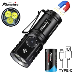 6000K 3x Led Mini Palm Small Flashlight Type-C Rechargeable Portable Torch Magnet Outdoor Hiking Camping Home Work Car Repair