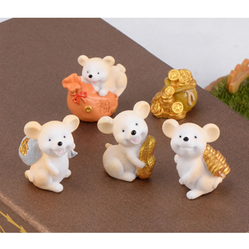 Style 1 Lucky Yellow Money Fortune Cartoon Mouse Ornaments Rich Mice Small Statue Little Figurine Crafts Cute Animal  DIY