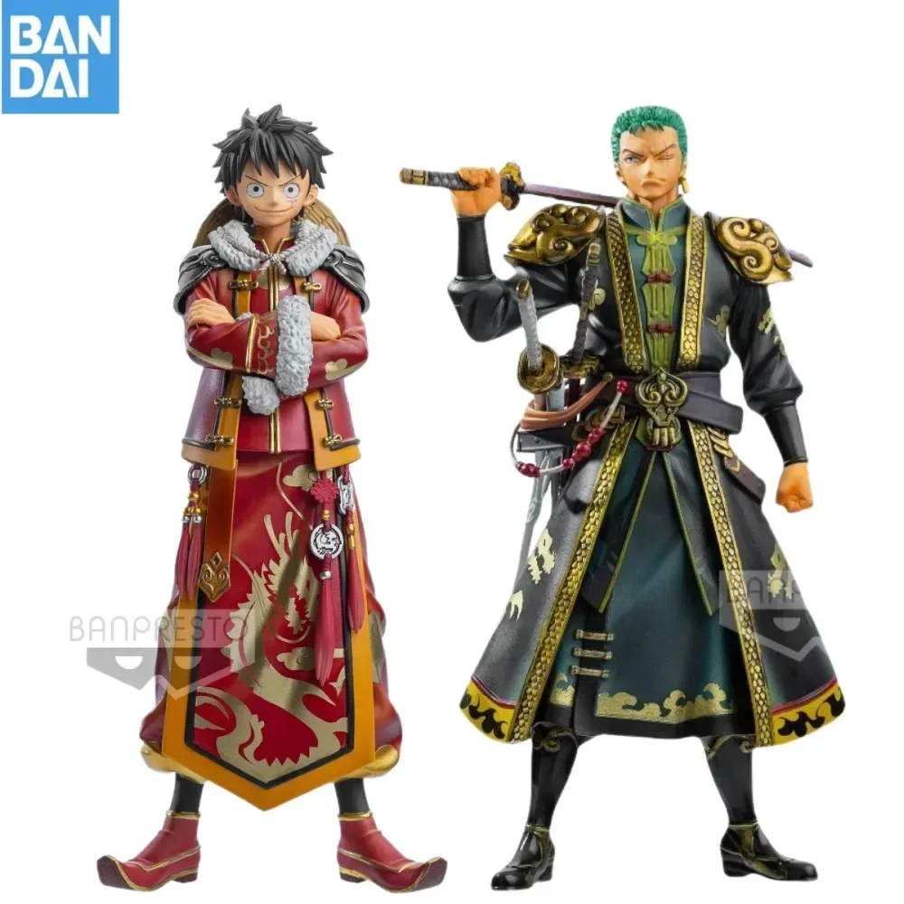 

Bandai оригинальные Аниме фигурки One Piece DXF Monkey D. Экшн-фигурки Luffy Roronoa Zoro, игрушки для детей, подарок, модель в китайском стиле, подарок