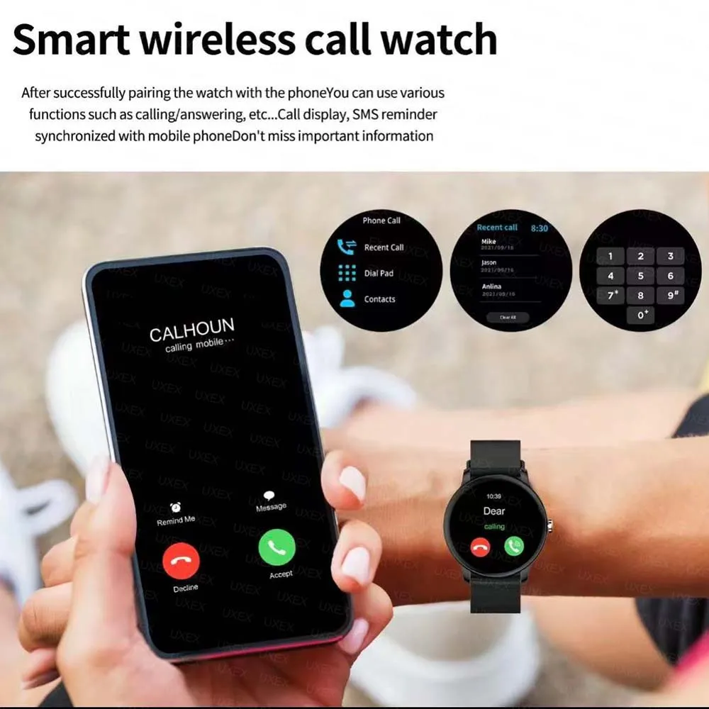 Orologio sportivo da donna con cinturino intelligente, regalo per le vacanze, chiamata wireless, orologi da uomo, da donna, più orologi intelligenti impermeabili per telefono Android IOS