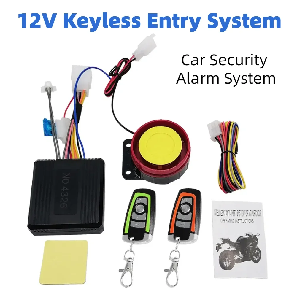 12V Motorcycle Anti Theft Kit 1-Way Motorcycle Immobilizer Automatic Burglar Alarm Keyless Entry Siren Motorbike Alarm System