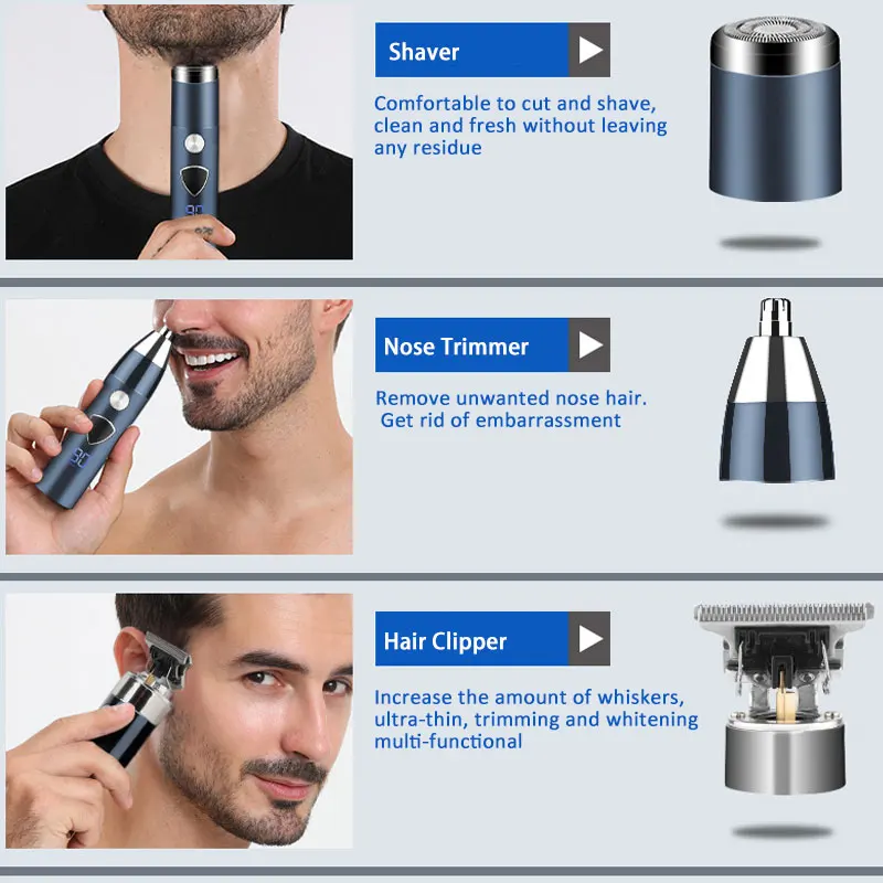 男性用の電気および防水ひげトリマー,鼻と口ひげのトリマー,ボディのグルーマー,5 in 1