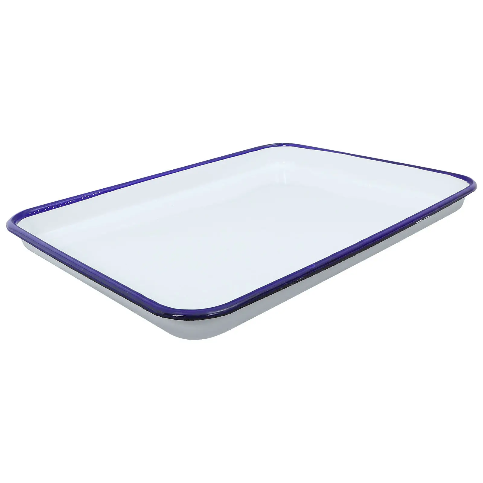 Elegant White Enamel Serving Tray Rectangular Design Versatile for Kitchen Living Room Coffee Table Tea Room Appetizer Dessert