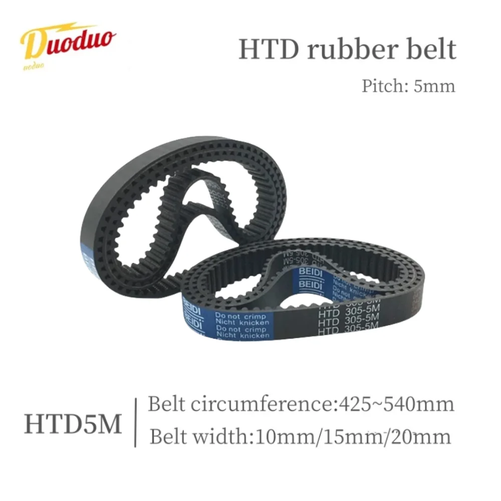 

HTD 5M Rubber Synchronous Belt Width 10mm/15mm/20mm Belt Circumference 425mm~500mm HTD5M Closed-loop Rubber Belt Pitch 5mm