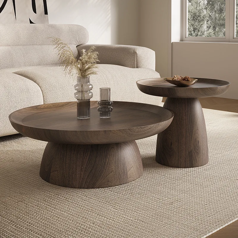 Oak/birch Round Tea Table Solid Wood Coffee Table Walnut Designer Solid Wood Art Italian Coffee Table