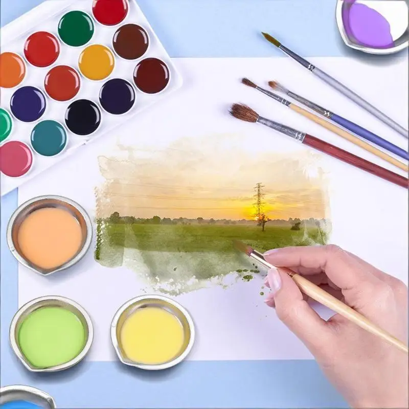 Stainless Steel Paint Mixing Bowl Set Ideal Gift Non-Stick Oil Paint Trays for Art Students Hobbyist Painting Lovers