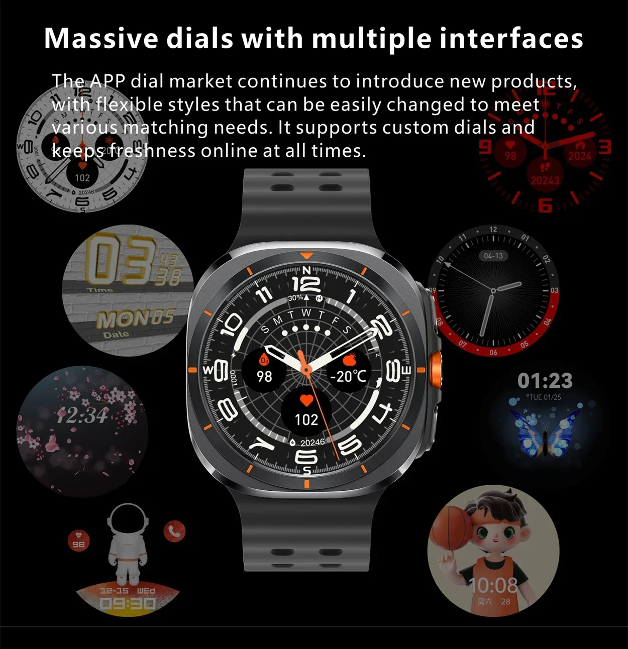 DT Watch Ultra 47mm 32Gb Memory Local Music Bluetooth Call Compass 3D Menu Bluetooth Smart Watch For Samsung for Men Women 2024