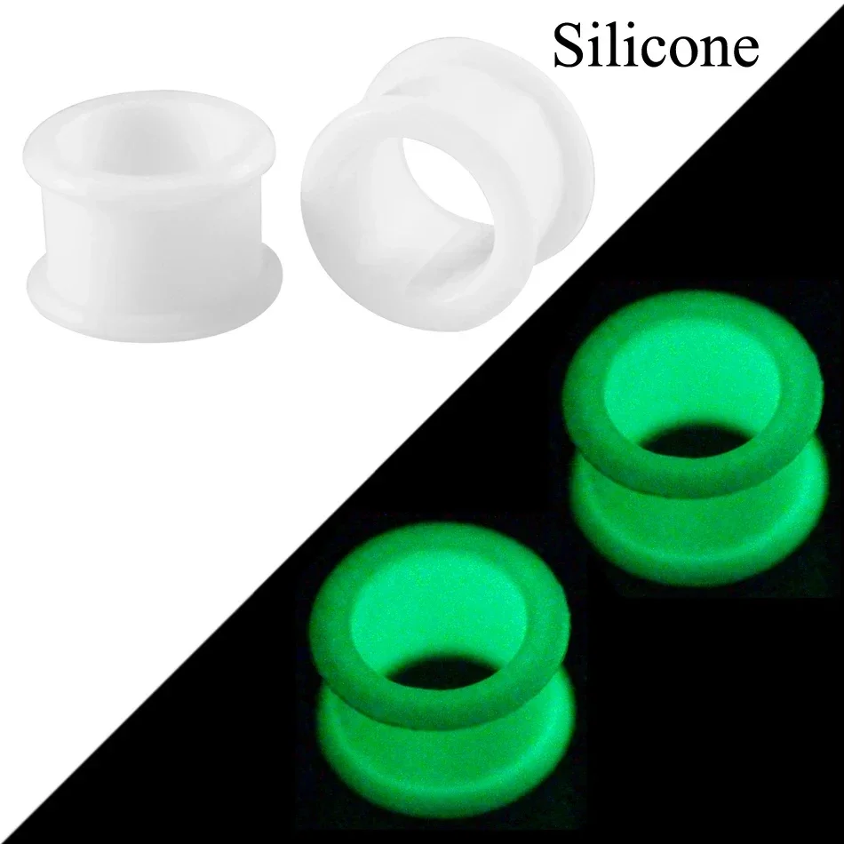 2pcs Multiple Styles Glow in the Dark Ear Tunnel Plugs Piercing Ear Taper Stretcher Kit Earring Gagues Expander Piercing Jewelry