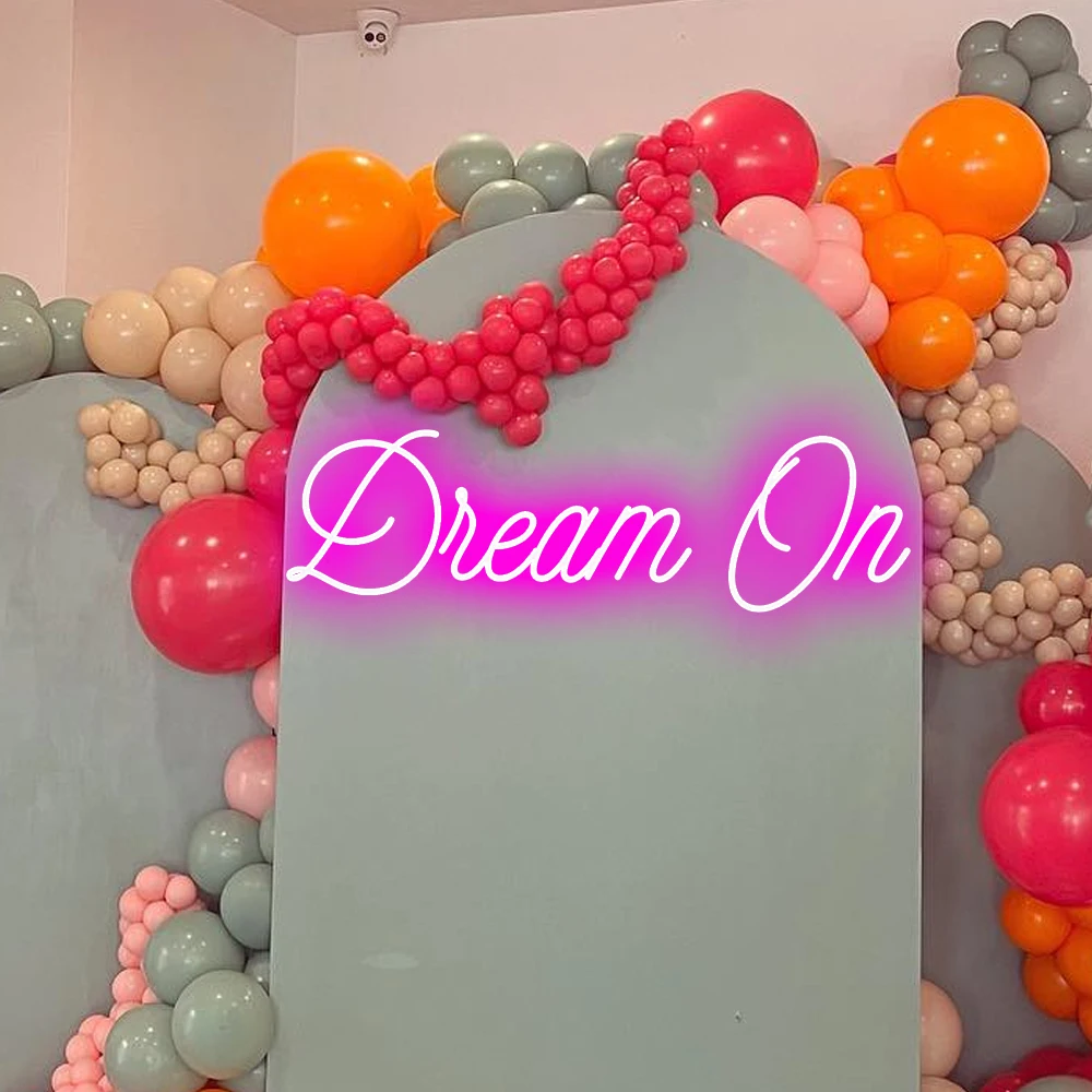 Dream บนปากการูปหัวใจ,Dream On Neon Light,Dream On ป้ายปากการูปหัวใจห้องนอนสีชมพู,นีออนป้ายตกแต่งห้องนอน Led ปากการูปหัวใจสีชมพู