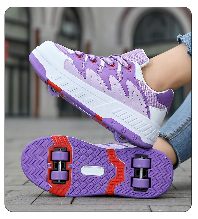 Kinder-Skateboard-Schuhe Geh- und Rollschuh-Kombination Komfortabel Verschleißfest Outdoor-Rollschuh-Sneakers für Mädchen und Jungen 4 Räder – Detail 16
