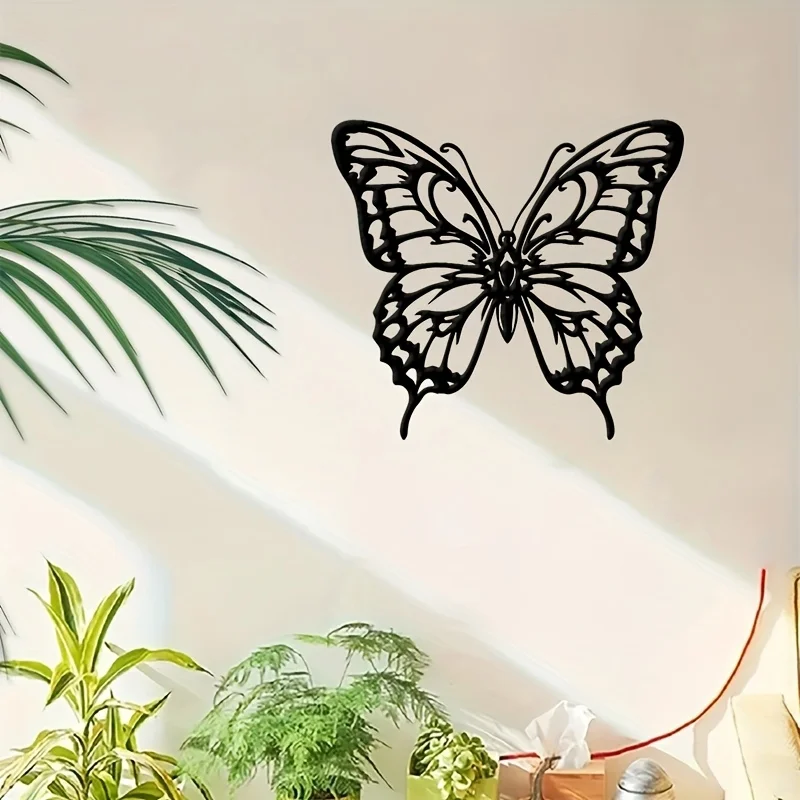 Black Butterfly Iron Wall Sculpture White Wing Metal Decor Elegant Indoor Farmhouse Wedding Easter Christmas Housewarming Gift