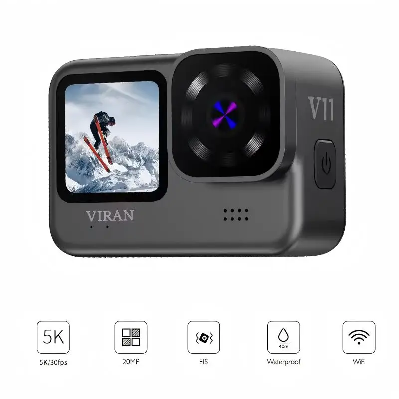 

Экшн-камера высокого разрешения 5K 30Гц | Двухцветный экран | Стабилизация изображения | Водонепроницаемость корпуса: 5 м | 1200 мАч / Пульт дистанционного управления