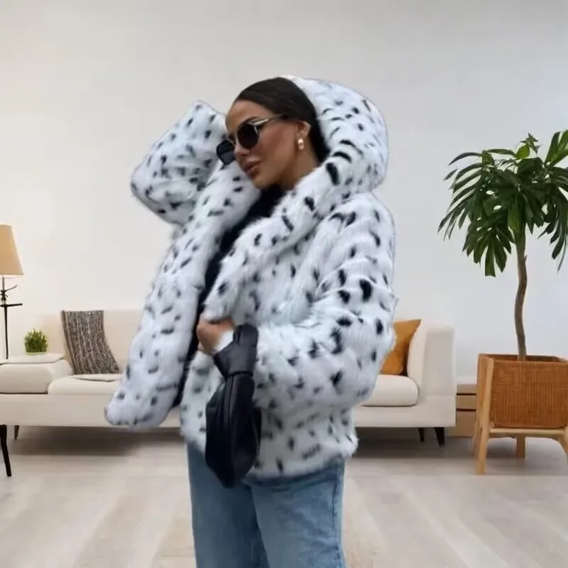 

Зимняя женская шуба с леопардовым принтом, белая, черная, одинаковые по цвету женская куртка из искусственного меха, пушистая толстая теплая шуба для женщин