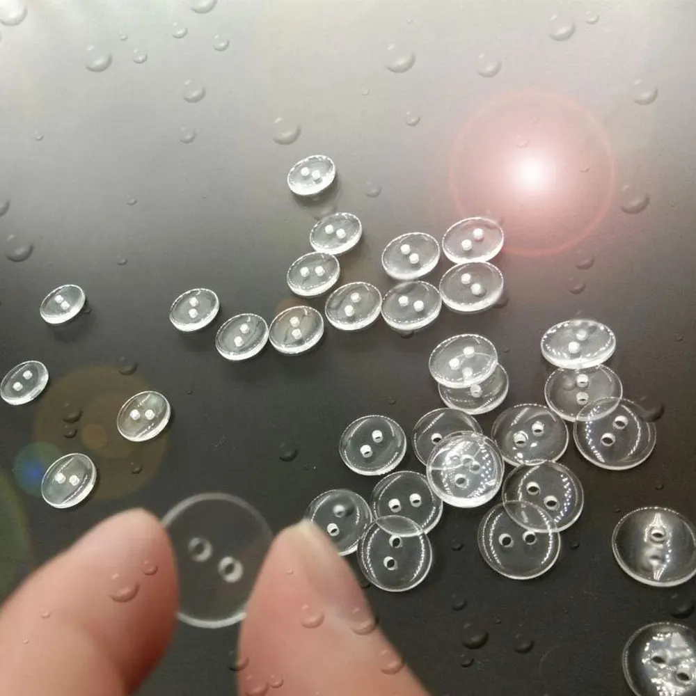 9mm/11.5mm/15mm/18mm Two Holes Transparent Small Buttons Bread Round Resin Sewing Button DIY Clothing Dress Accessories