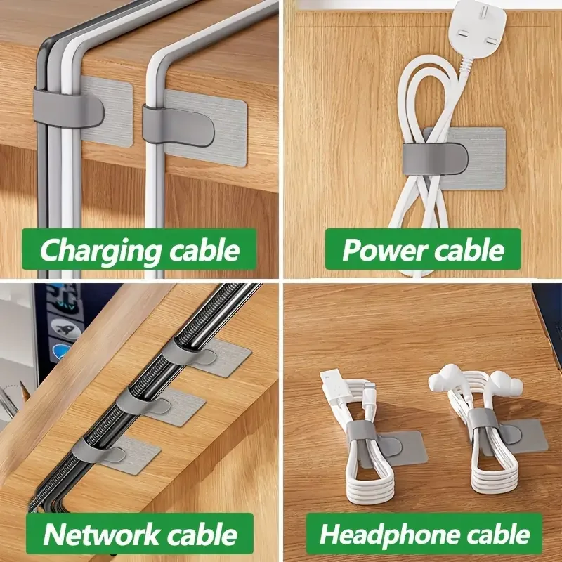 10 szt. Organizer samoprzylepny kabel, klips do mocowania kabla stołowego/przyklejany do ściany, uchwyt do routingu kabli sieci trytytka