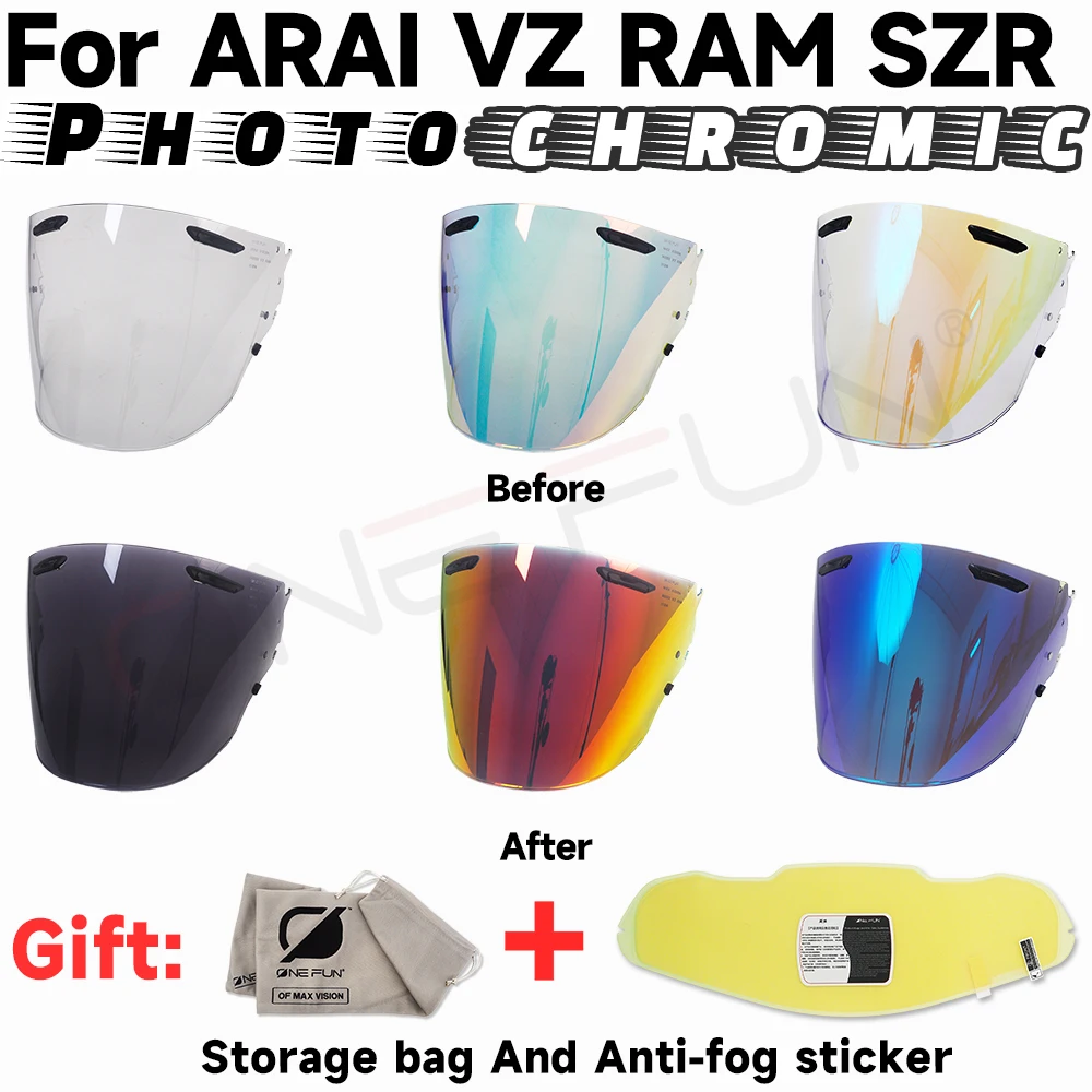 VZ Sun Visor, Photochromic Motorcycle Helmet Visor Lens for AR and AI VZ RAM SZR Replacement Shield, Motorcycle Accessories