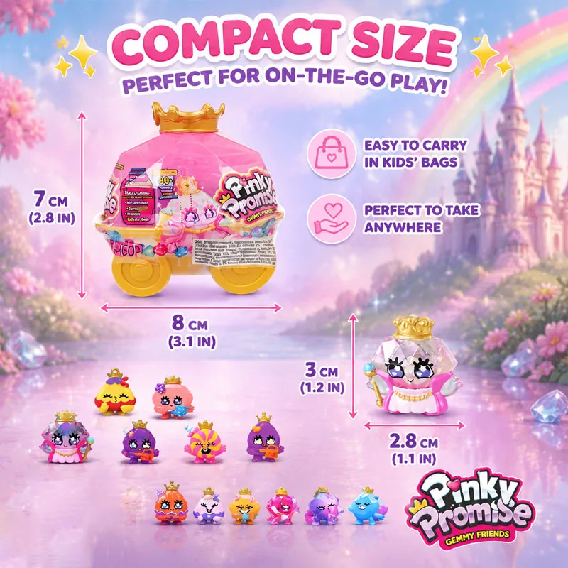 Pinky Promise Gemmy Friends Surprise Blind Box Toy Cute Mini Doll Collection Gemstone Character Gift Crown Princess Series