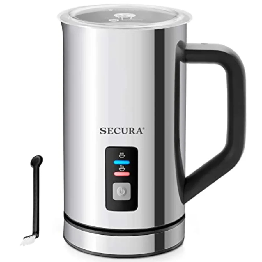 

Milk Frother for Latte Cappuccino Macchiato, Stainless Steel, Silver, 500ml Automatic Hot and Cold Foam Maker with Milk Warmer