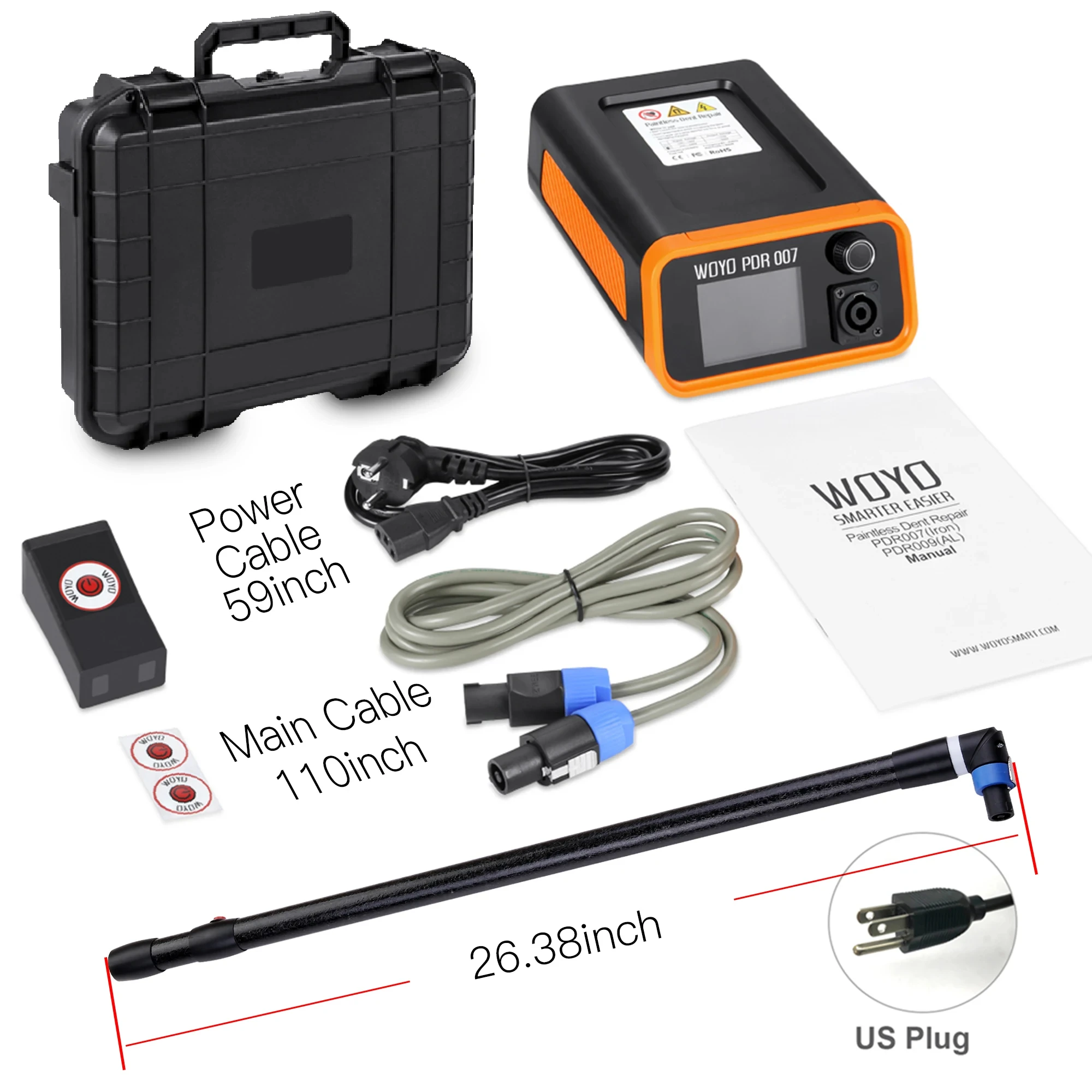 WOYO PDR007 Auto Carrosserie Reparatie PDR Gereedschap met Verlengstuk Magnetische Inductie Verwarming Verveloos Uitdeukstation Auto Uitdeuken Kits