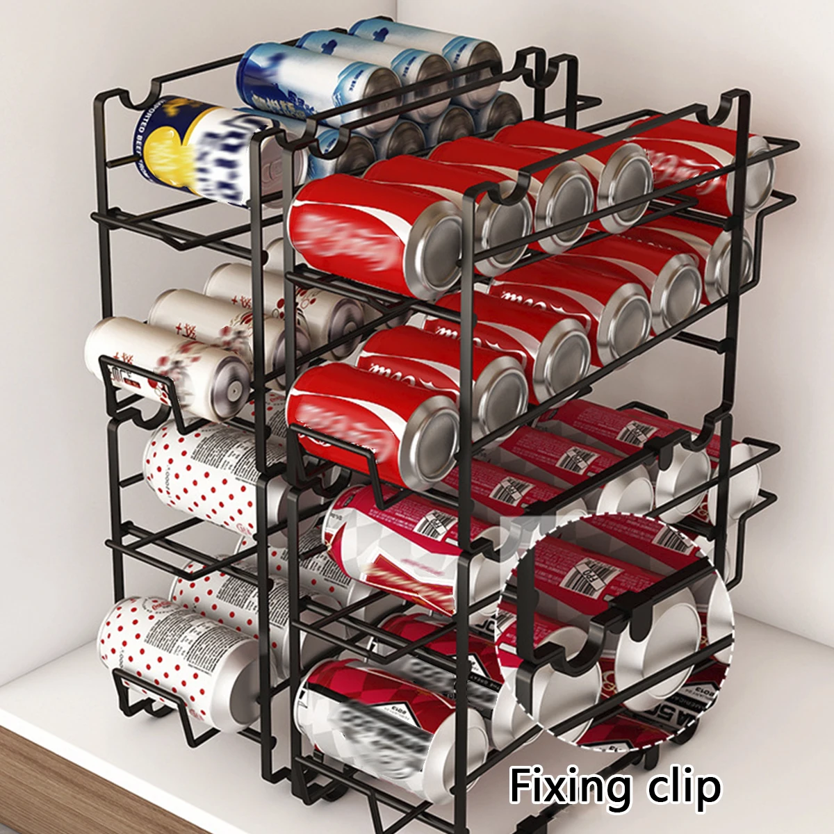 

2Pcs Soda Can Storage Rack Stackable Beverage Can Organizer Non-slip Can Dispenser Holder Space Saving Water Bottle Beverage