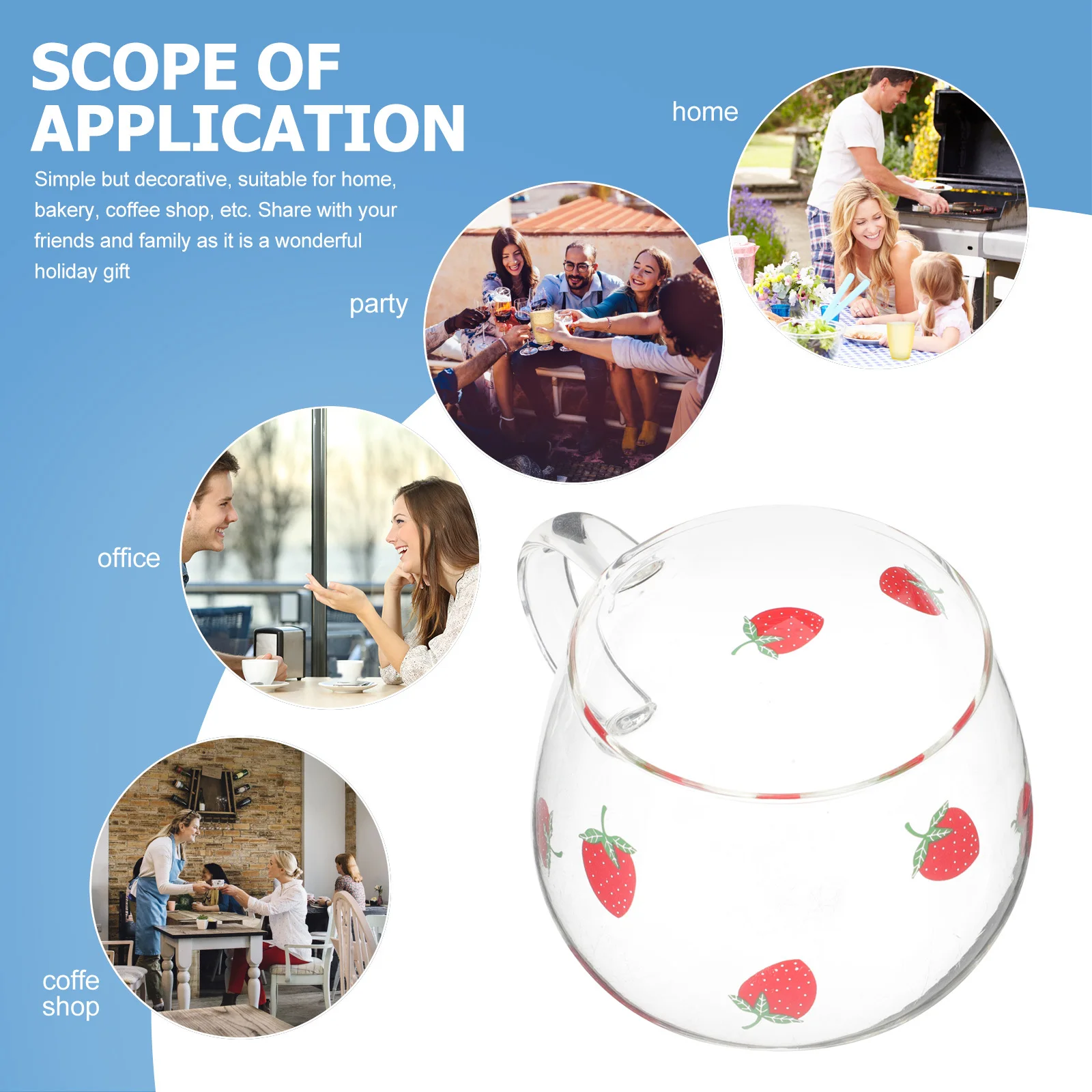 

2Pcs Decorative Strawberry Pattern Glass Cups Creative Water Milk Beverage Drinking Cups for Cup Glass Milk Cup