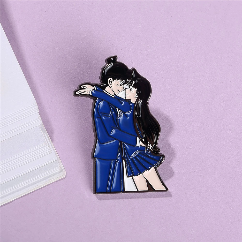 4.5cm Anime Conan Kudou Shinichi Jimmy Kudo Mouri Ran Rachel Moore Cosplay Costume Prop Metal Badge Pin Alloy Brooch Accessories