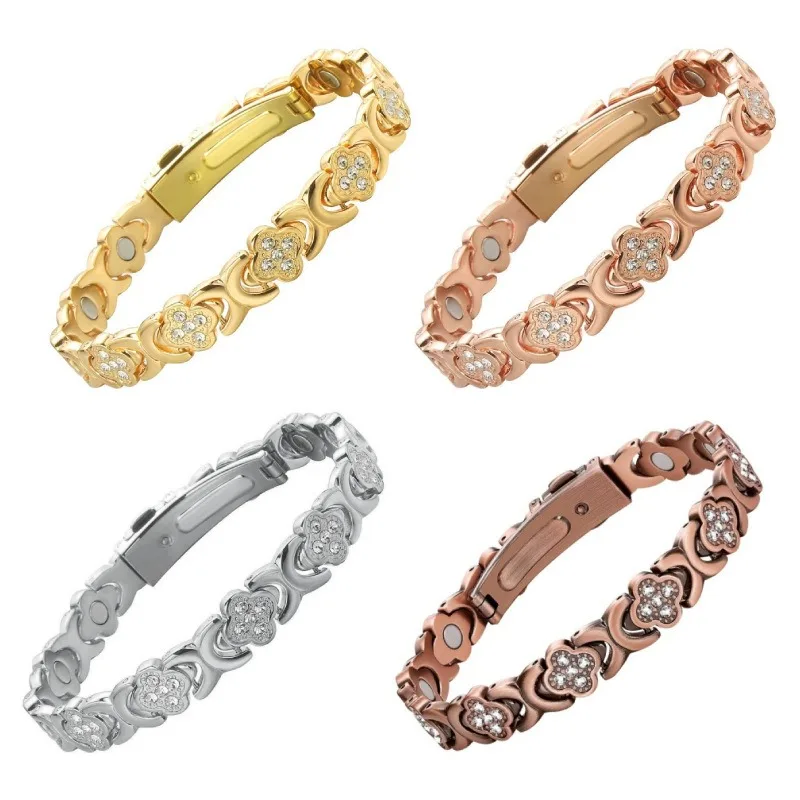 For Women Copper Bracelet Titanium Steel Jewelry Gifts Adjustable Luck&Love Infinite Clover Design Bracelets
