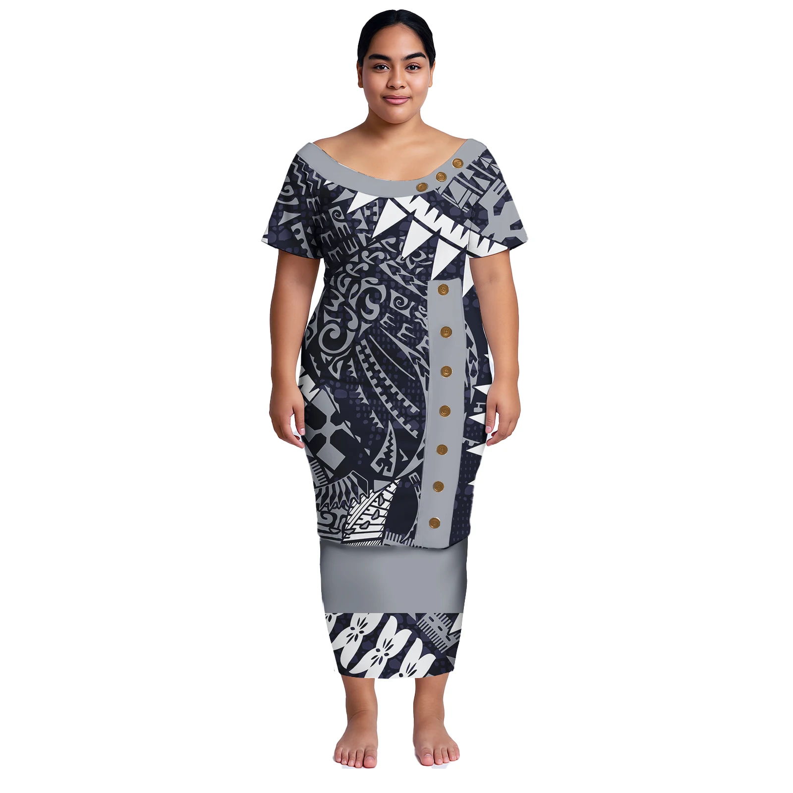 Boutique Clothing Women Samoan Beach Design Casual Lady Wear Polynesian Island Dress Hawaiian Custom Puletasi Dress for Ladies