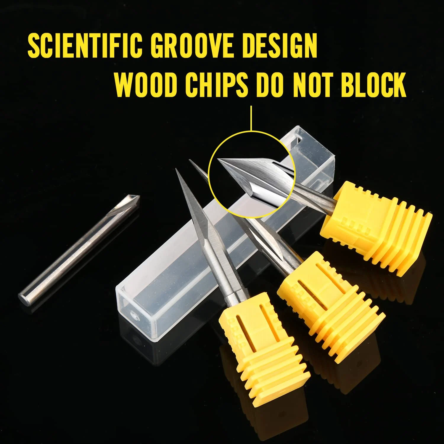 A11E-CNC Router Bits Set 1/4 Shank, Engraving Wood Carving Router Bit 6Mm & 4Mm, V-Groove, Profile Bit, Tungsten Steel - 4PCS