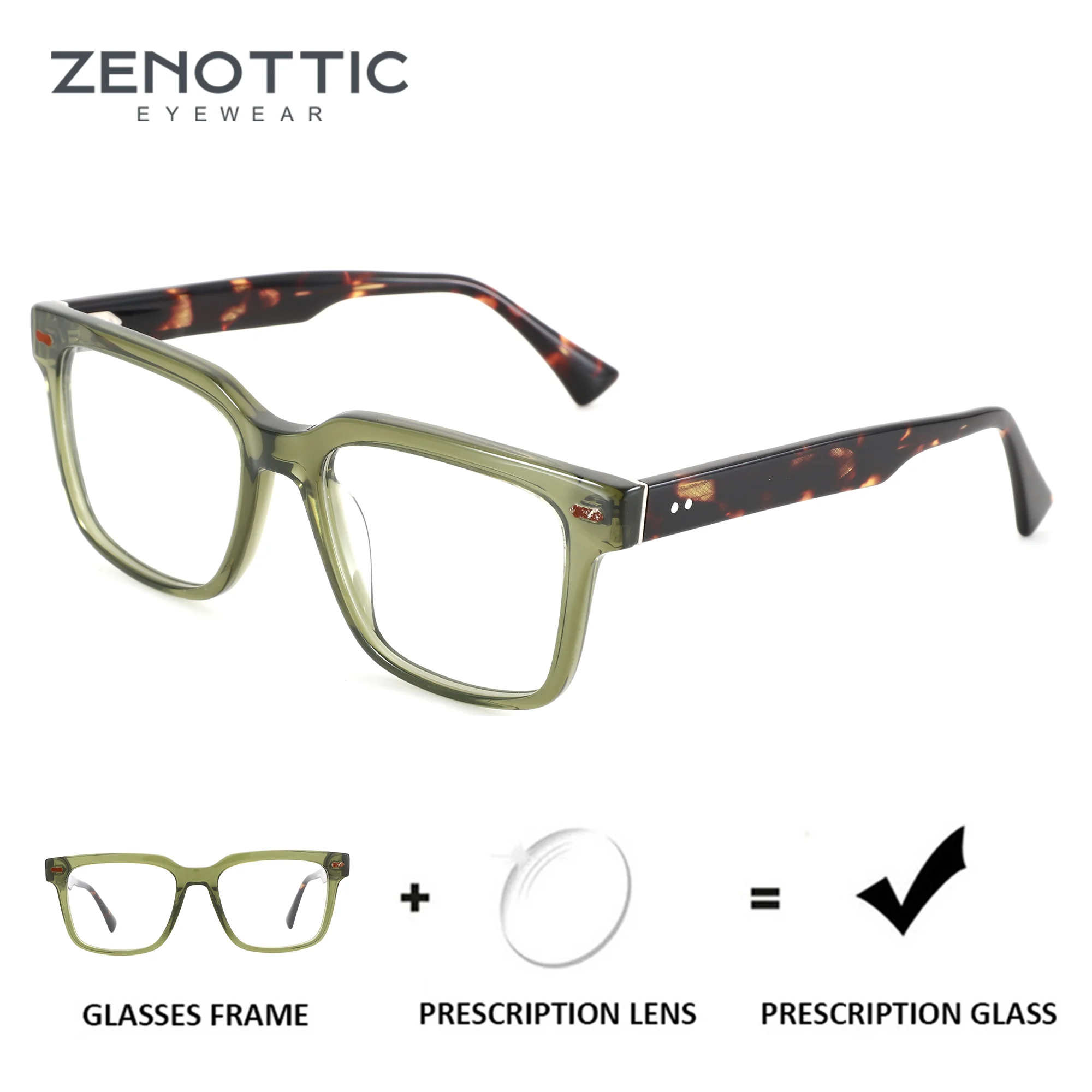 

Очки ZENOTTIC (размер S) квадратной формы из ацетата ручной работы, мужские очки с прогрессивными линзами, фотохромные/оптические очки для коррекции близорукости