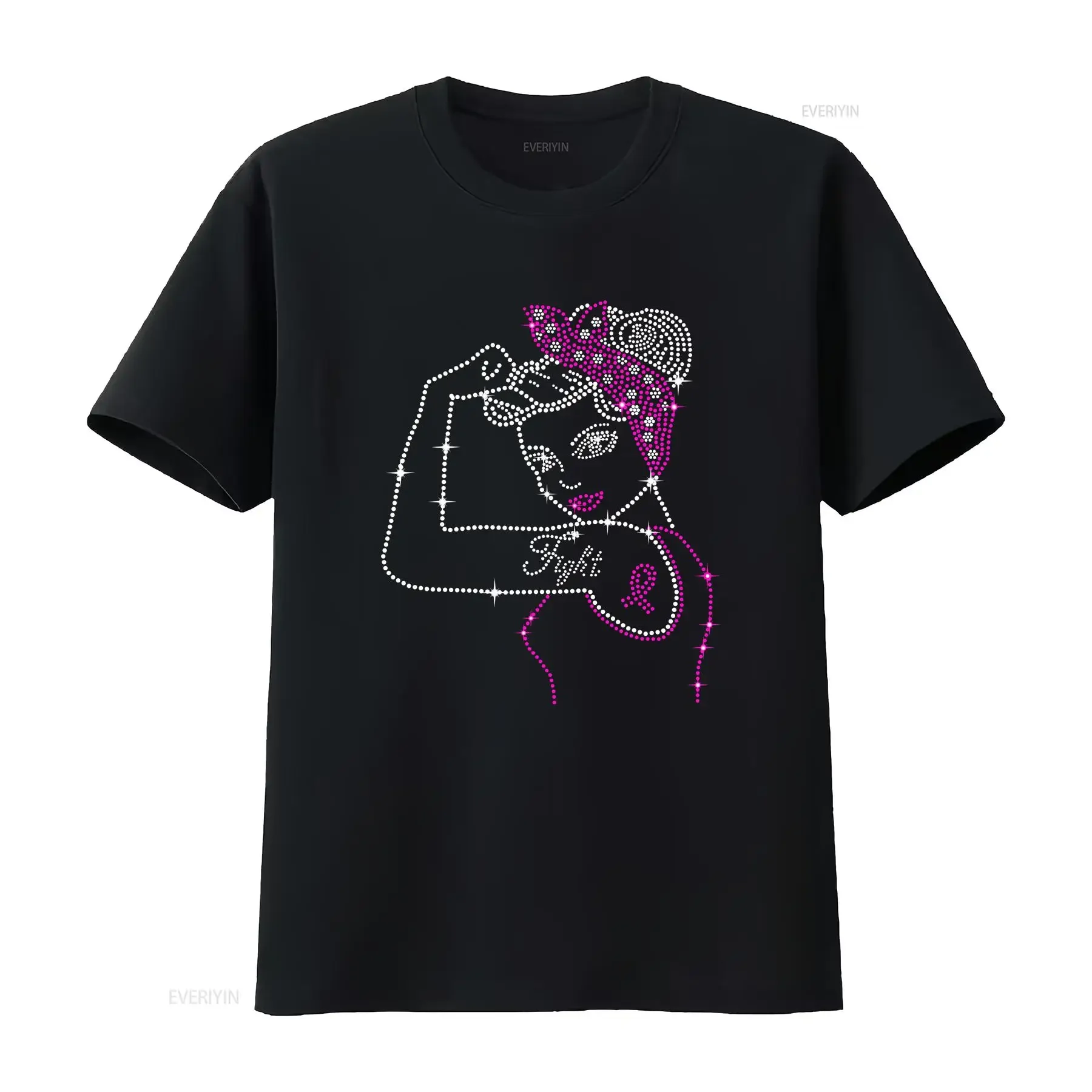 

Мужская футболка Fight Rhinestone Fight Breast Cancer с розовой лентой Survivor October, винтажная винтажная стильная растянутая футболка