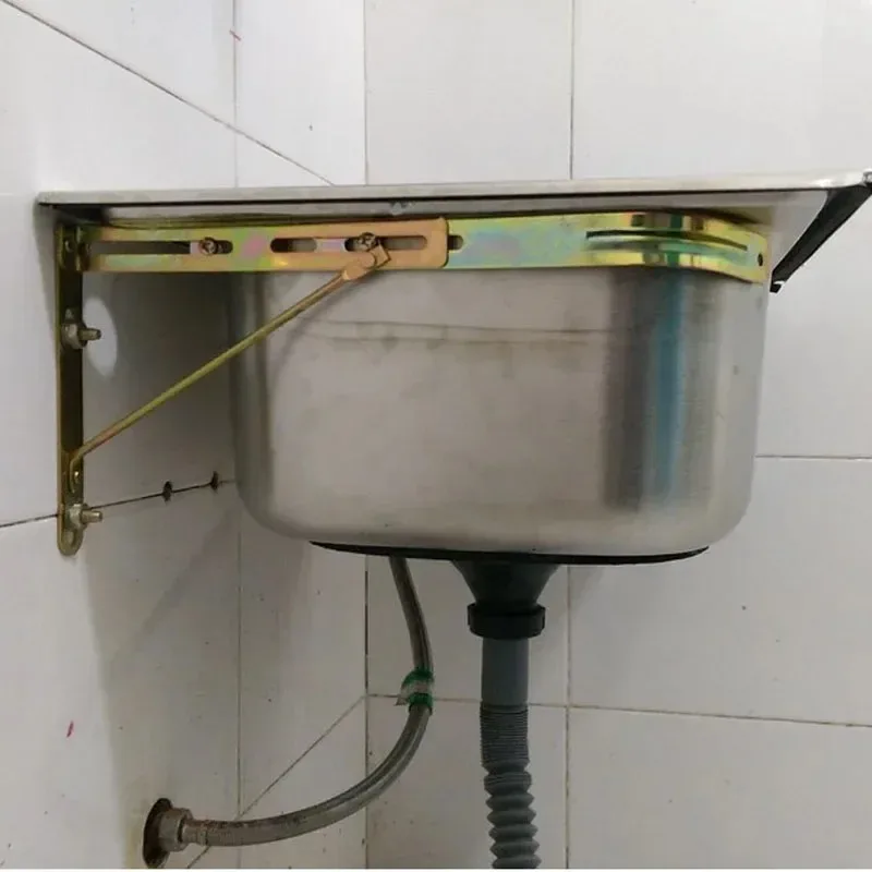 Silver Stainless Steel Sink Single Basin Bracket, Wall Mounted Sink Mount Bracket