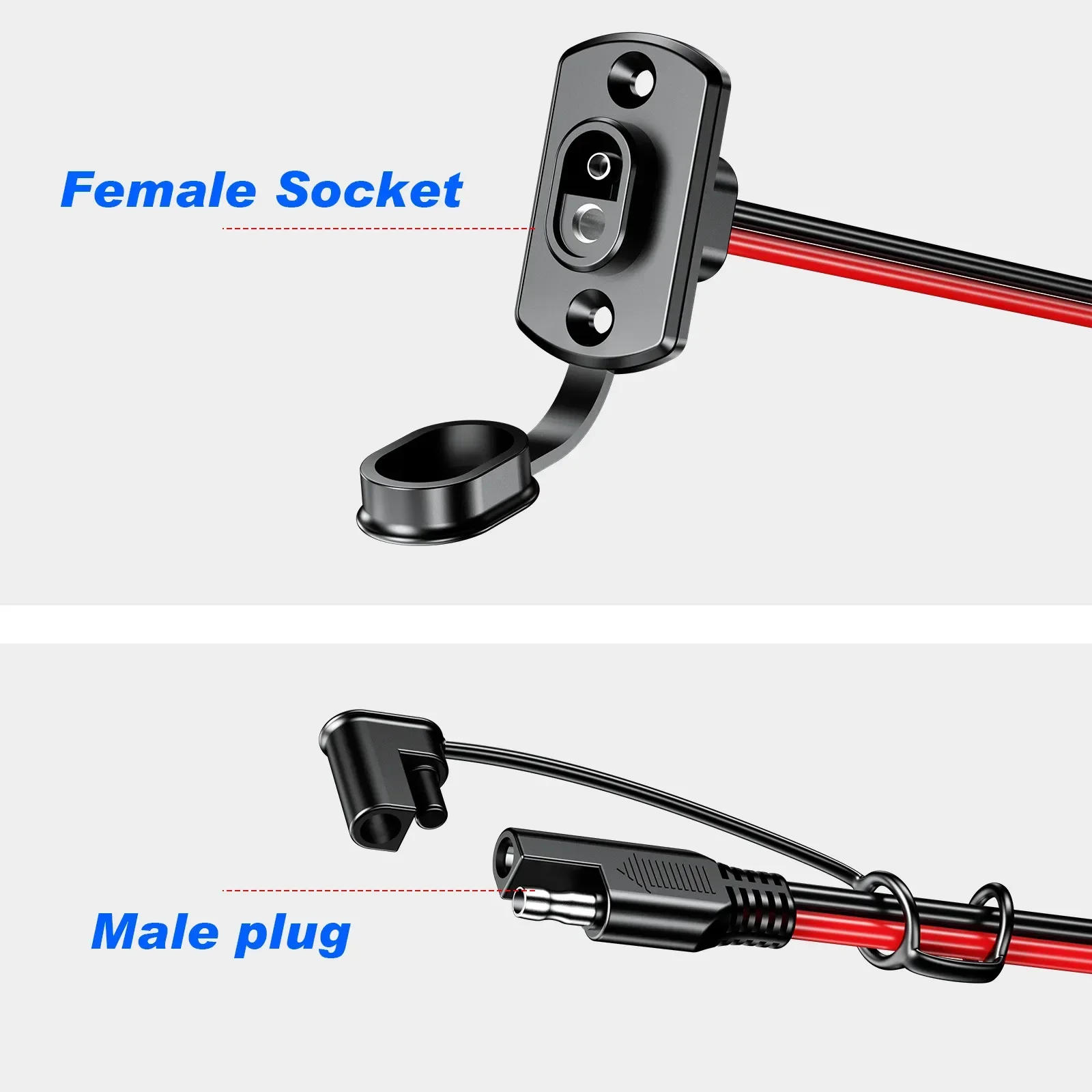 SAE موصل سريع تسخير SAE محول ذكر التوصيل إلى أنثى المقبس كابل 1FT 12AWG SAE تمديد الحبل