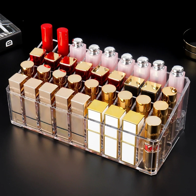 حامل عرض أحمر الشفاه 36 شبكة، حقيبة تخزين مستحضرات التجميل المكتبية، حامل متعدد الأغراض لمستحضرات التجميل والعطور