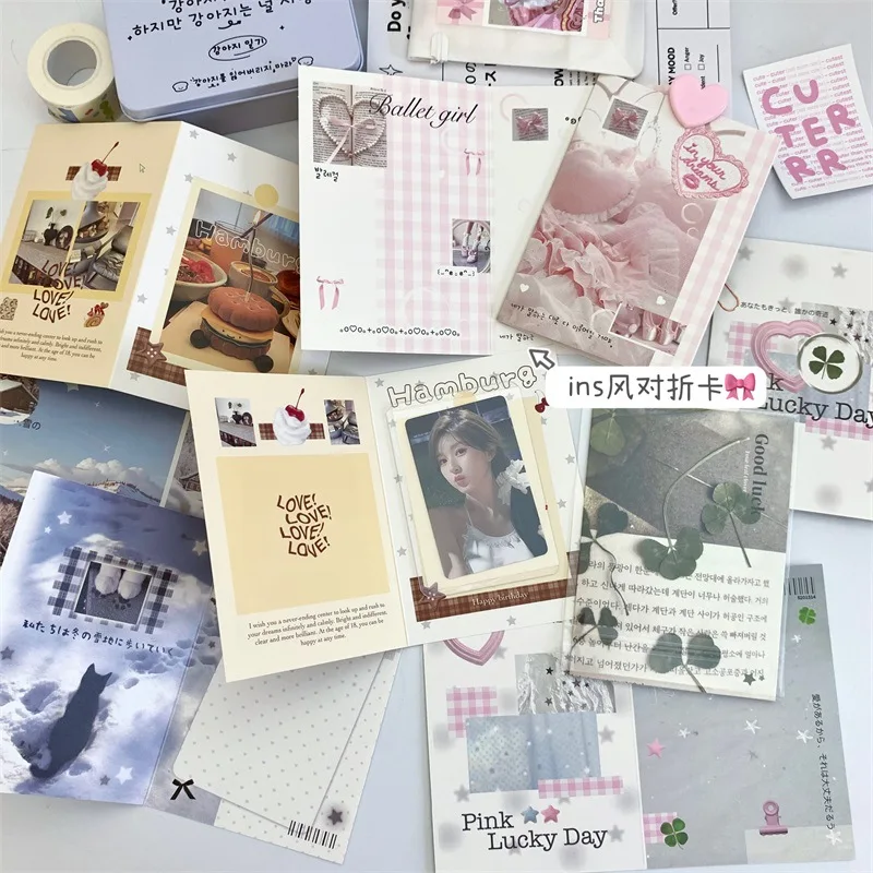 10pcs Fold Packing Material Card Set Delivery Message Card Gift Packaging Folding Greeting Card