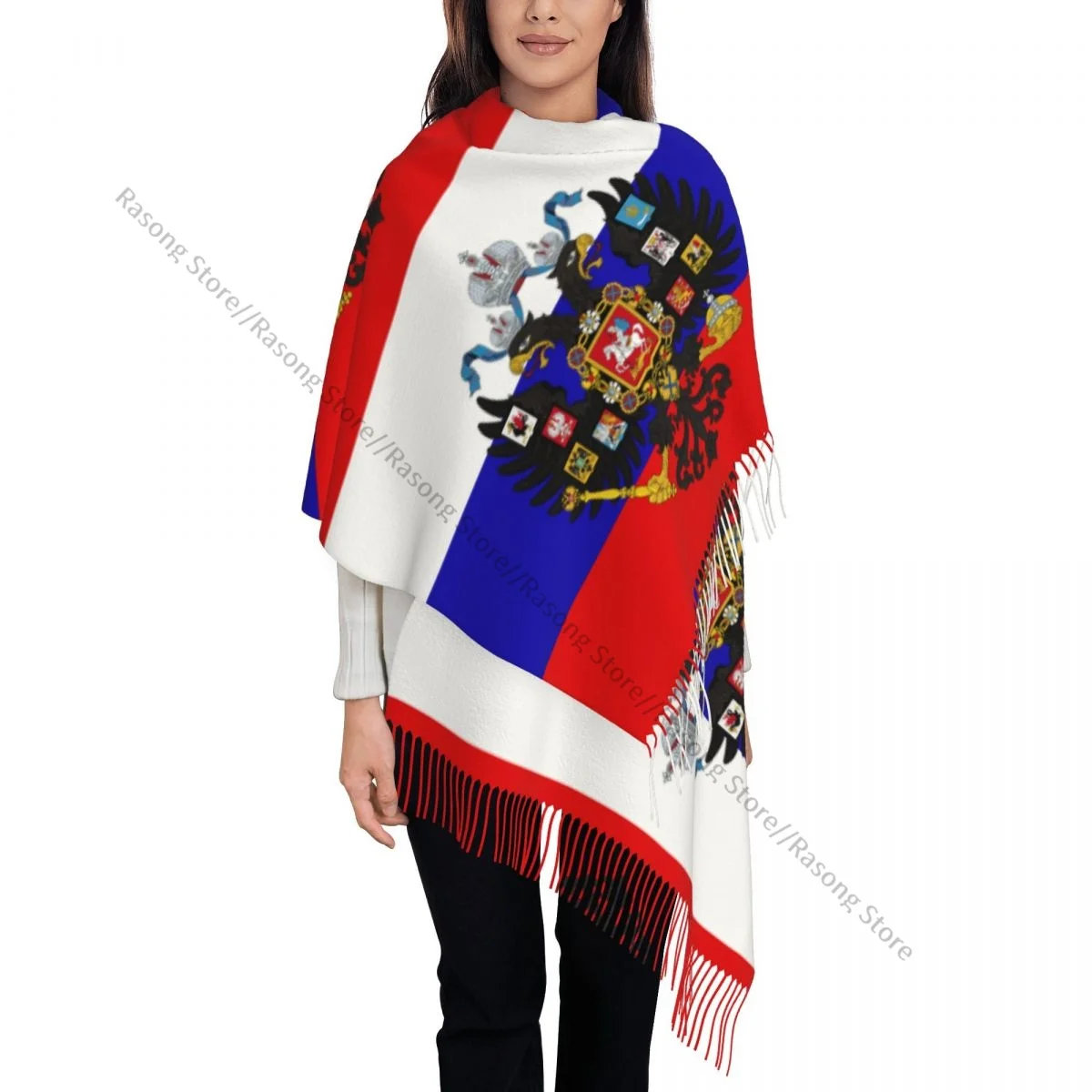 Russia Imperial Flag Winter Scarf Shawls Wrap Women Men Warm Bufanda Tassel Scarves