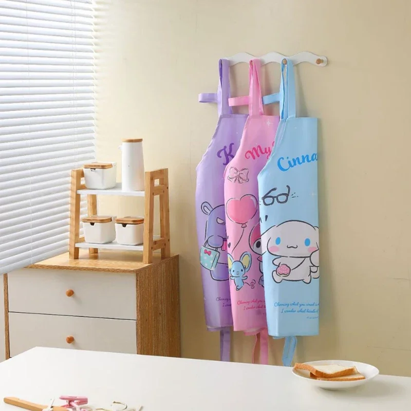 

MyMelody Anime Apron Sanrio Kawaii Kuromi Cinnamoroll Waterproof Dirty Kitchen Cooking Housework Clean Sleeveless Apron Kid Gift