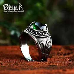 BEIER  New Vintage Northern Europe Viking Stainless Steel Ring With 3colour Stone Fashion Retro Cool Jewelry  BR8-270