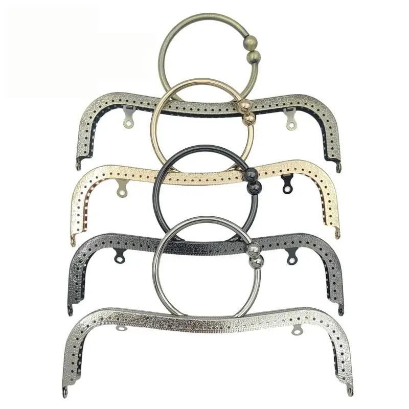 

1Pcs Bag Accessory 22cm Metal Purse Frame Kiss Clasp Lock Ring Handle M Shape For DIY Bag Handle